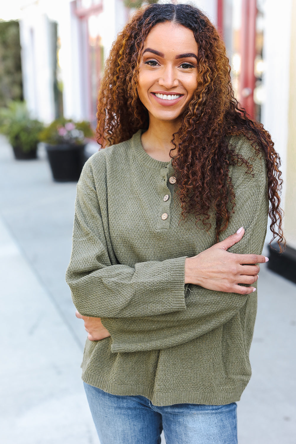 Beautiful You Moss Green Button Down Ribbed Sweater | Nikki &amp; Co. Boutique