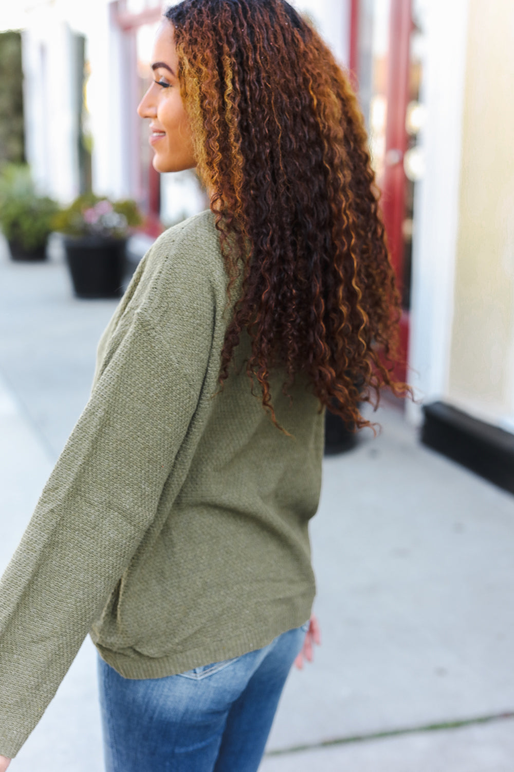 Beautiful You Moss Green Button Down Ribbed Sweater | Nikki &amp; Co. Boutique