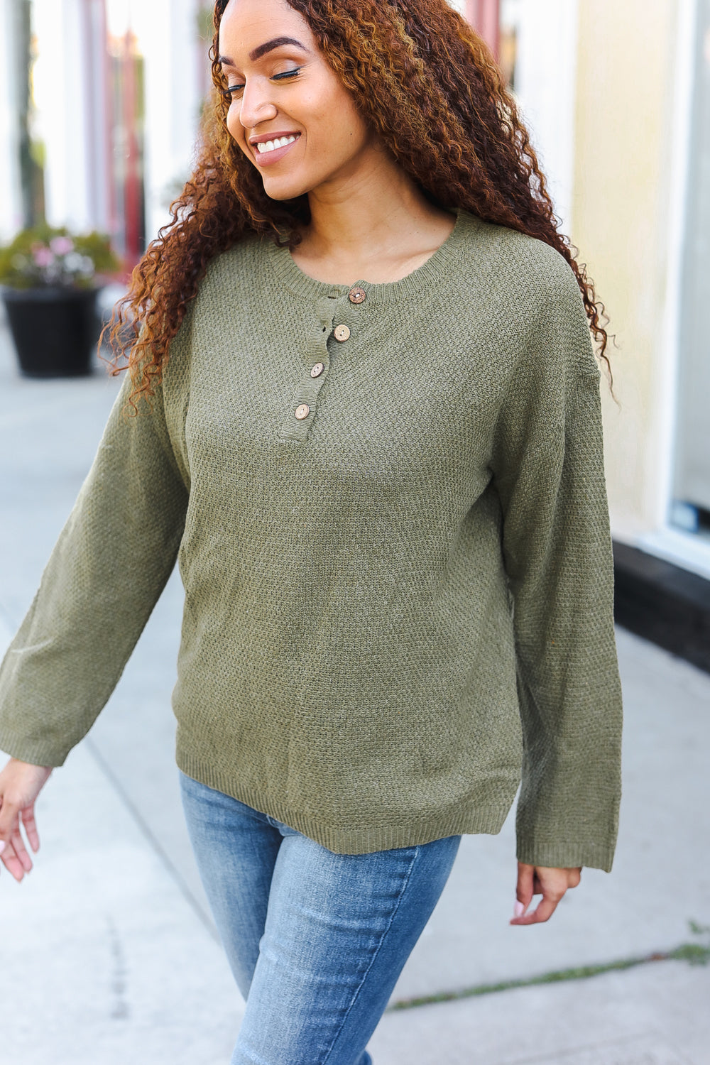 Beautiful You Moss Green Button Down Ribbed Sweater | Nikki &amp; Co. Boutique