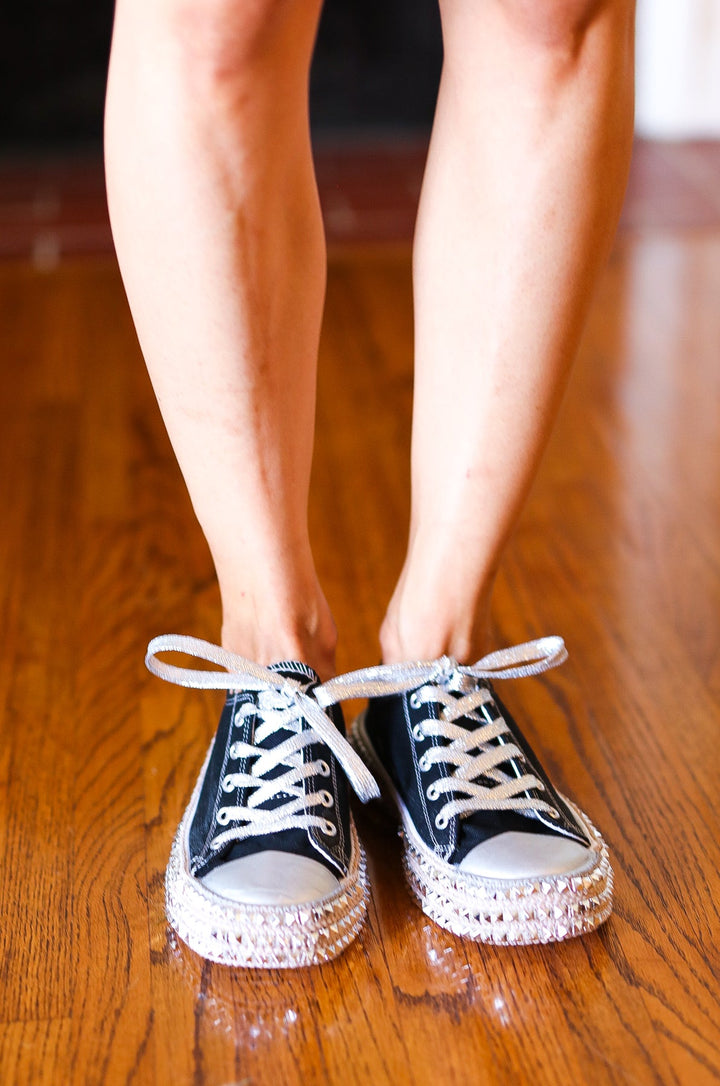 Get Their Attention Black Studded Canvas Sneakers | Nikki &amp; Co. Boutique