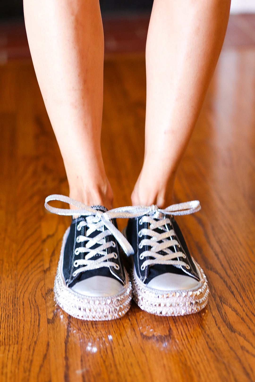 Get Their Attention Black Studded Canvas Sneakers | Nikki &amp; Co. Boutique