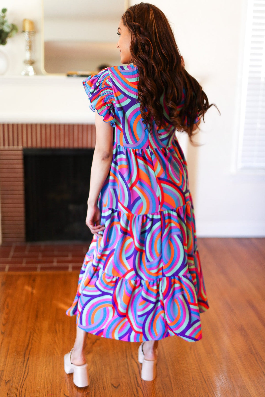 Feel Your Best Purple Abstract Print Smocked Ruffle Sleeve Maxi Dress | Nikki &amp; Co. Boutique