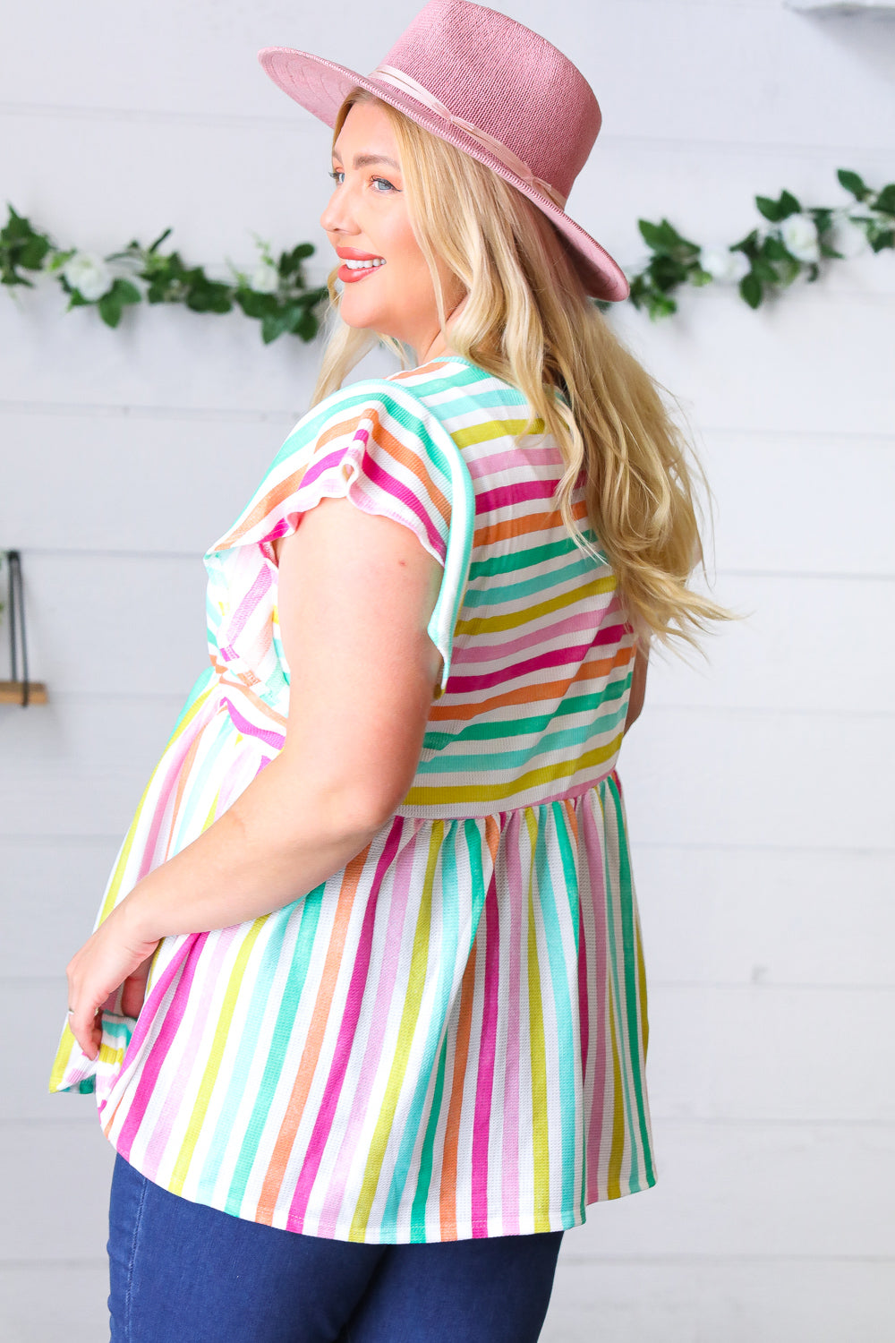 Lavender Rainbow Stripe Babydoll Top | Nikki &amp; Co. Boutique