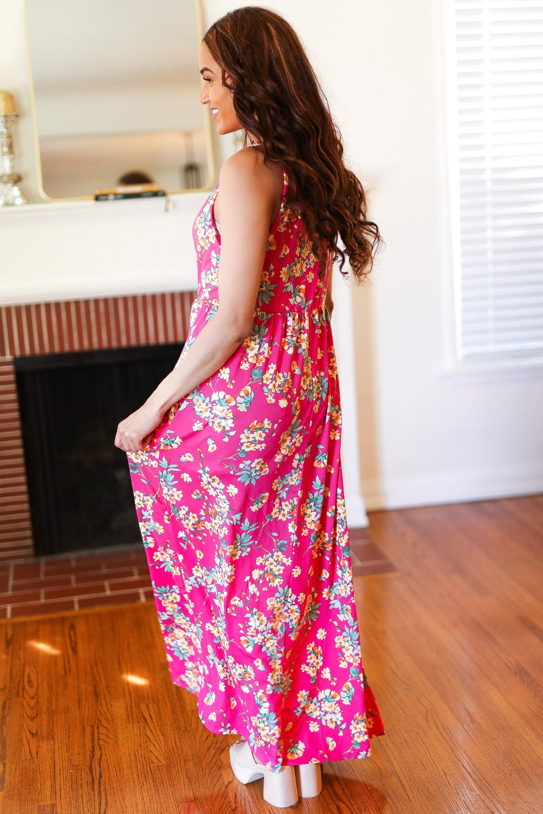 Pink Floral Print Fit and Flare Sleeveless Maxi Dress | Nikki &amp; Co. Boutique