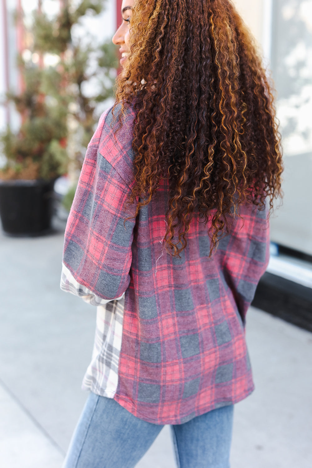 Pretty in Plaid Brushed Hacci Color Block Hoodie | Nikki &amp; Co. Boutique