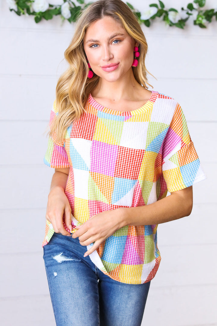 Multicolor Geometric Textured Knit Top | Nikki &amp; Co. Boutique