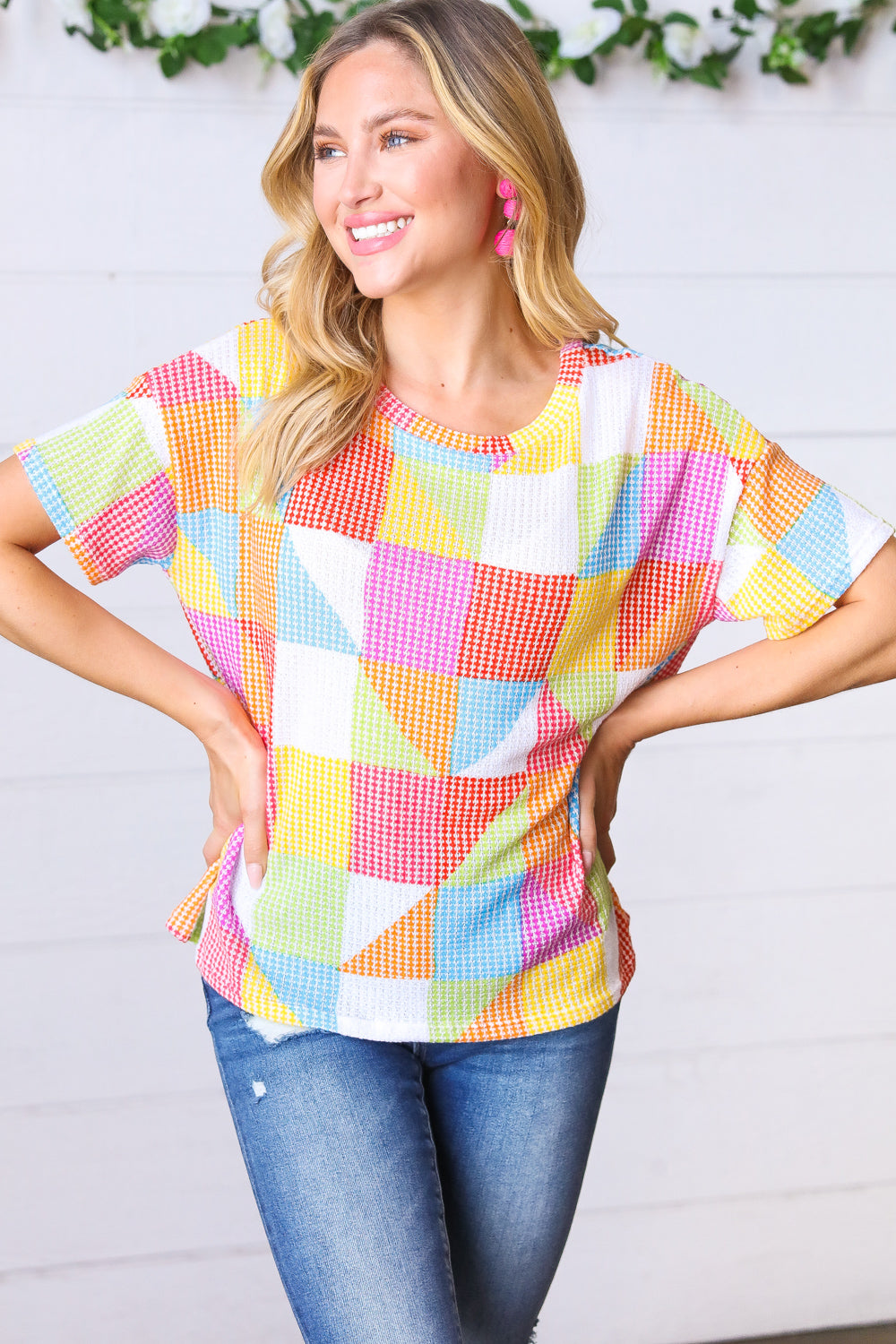 Multicolor Geometric Textured Knit Top | Nikki &amp; Co. Boutique