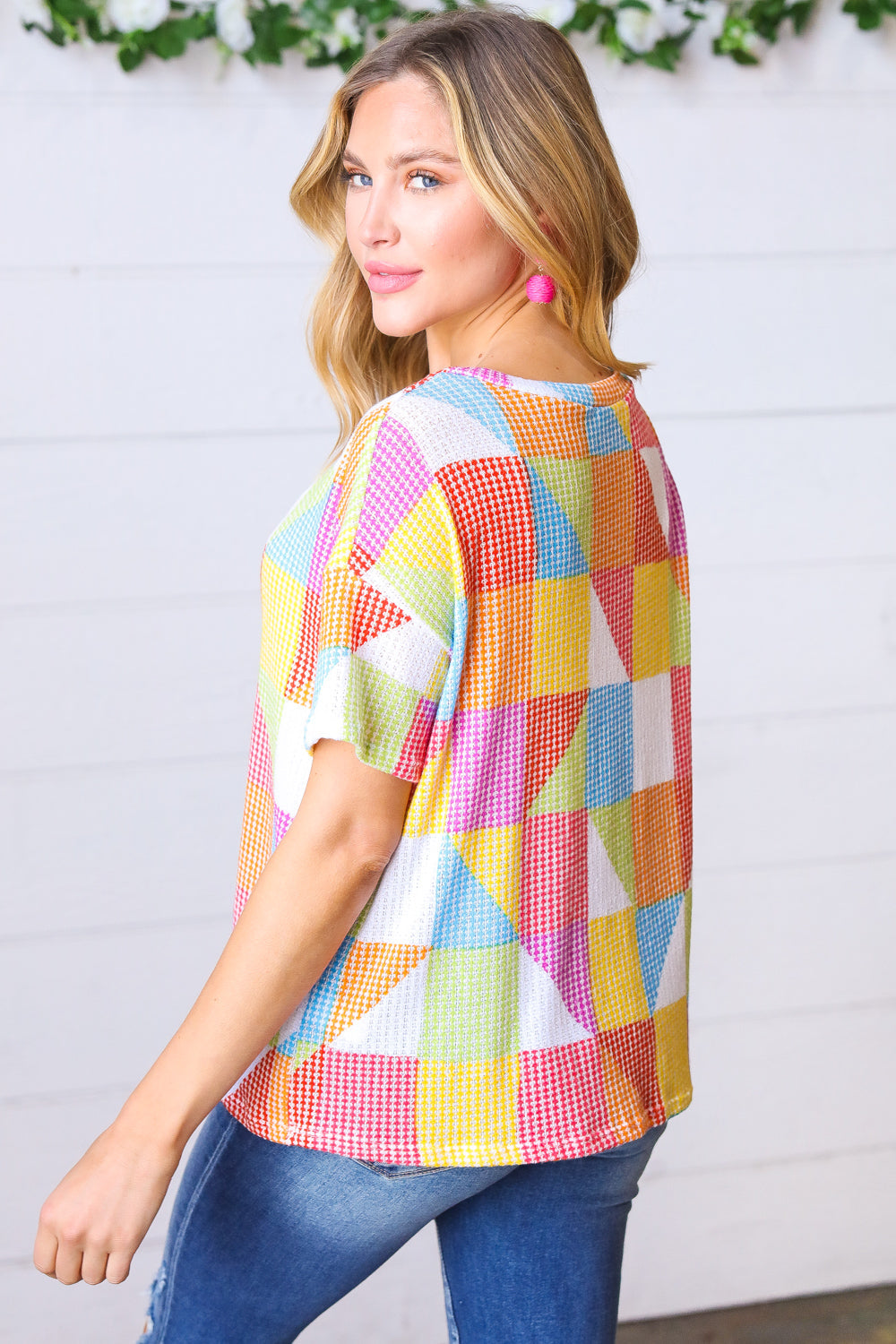 Multicolor Geometric Textured Knit Top | Nikki &amp; Co. Boutique