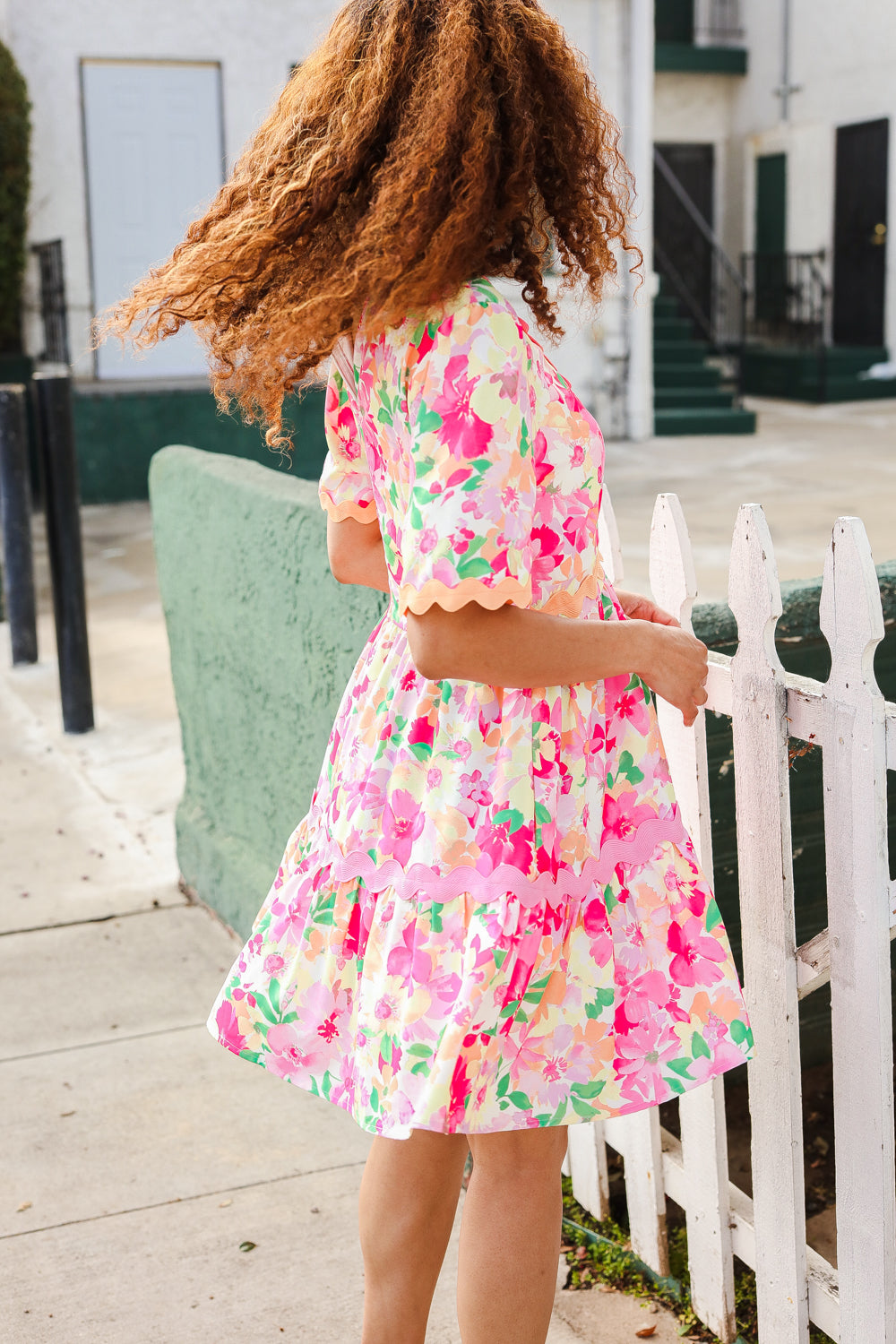 Beautiful You Rose Floral Print Ric Rack Trim Babydoll Dress | Nikki &amp; Co. Boutique