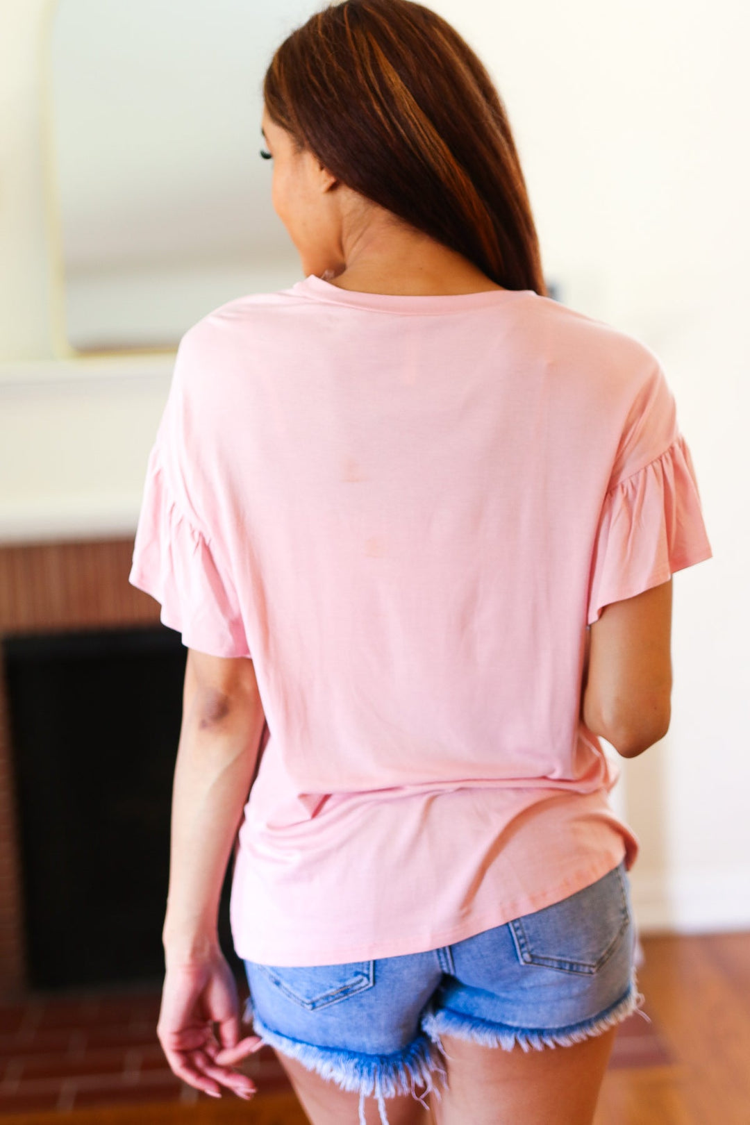 Live For Today Pink Floral Smiley Face Flutter Sleeve Tees | Nikki &amp; Co. Boutique