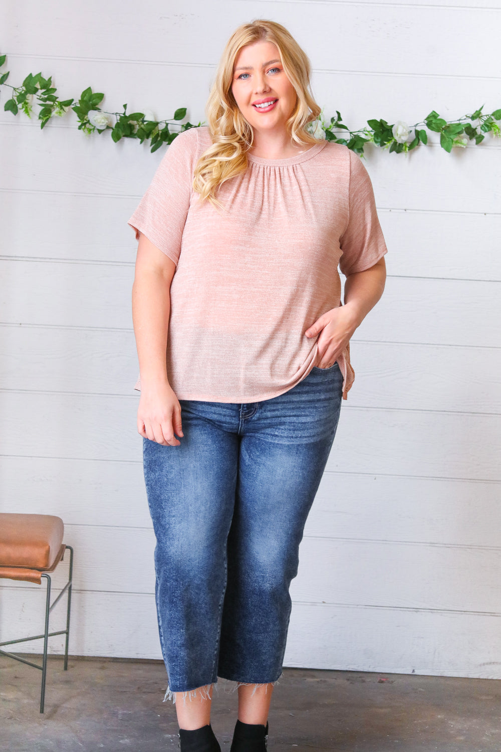 Mauve Tie Back Crinkle Floral Tops | Nikki &amp; Co. Boutique