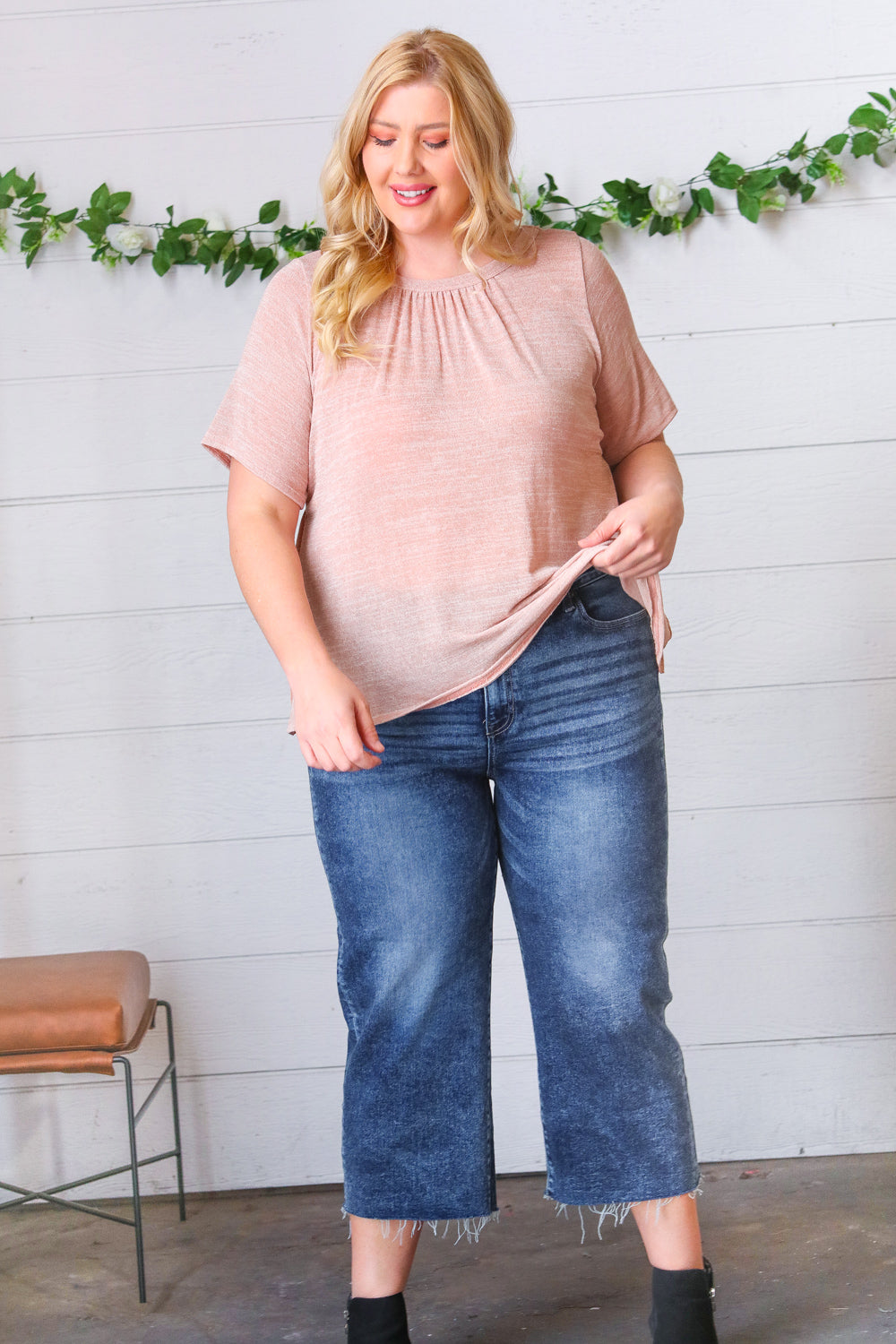 Mauve Tie Back Crinkle Floral Tops | Nikki &amp; Co. Boutique