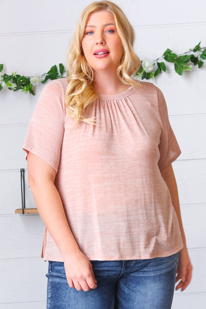 Mauve Tie Back Crinkle Floral Tops | Nikki &amp; Co. Boutique