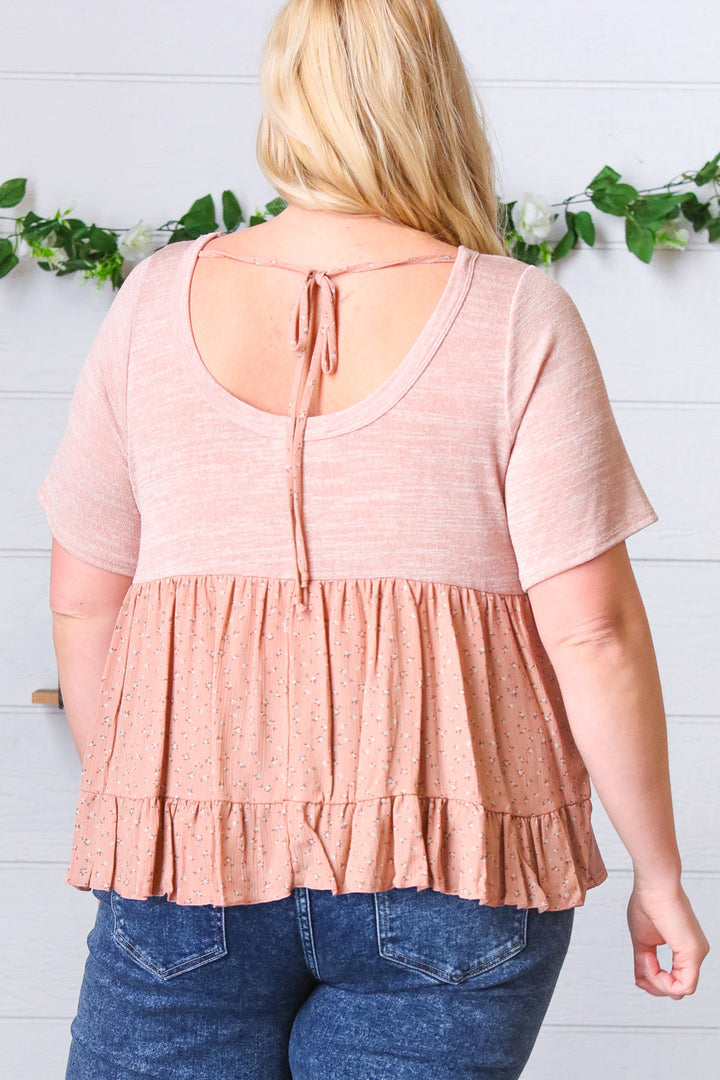 Mauve Tie Back Crinkle Floral Tops | Nikki &amp; Co. Boutique