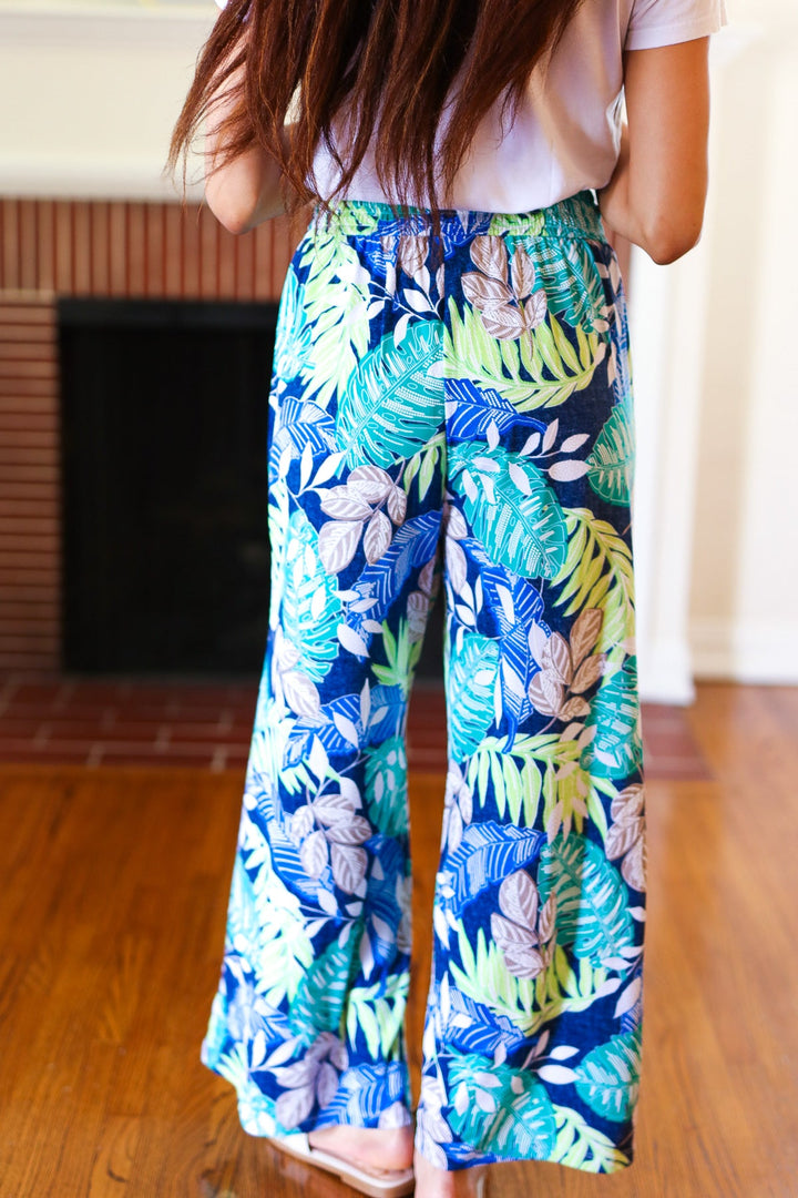 Tropical Boho Smocked Waist Side Slit Palazzo Pants | Nikki &amp; Co. Boutique