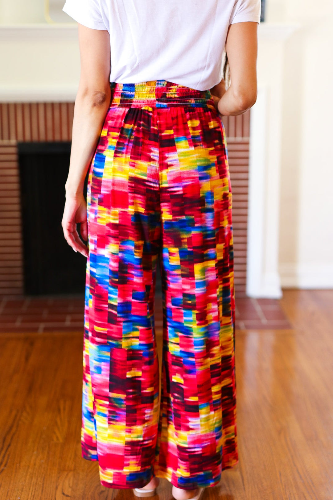 Vacay Vibes Kaleidoscope Smocked Waist Side Slit Palazzo Pants | Nikki &amp; Co. Boutique