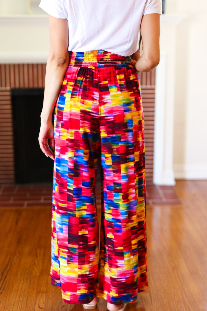 Vacay Vibes Kaleidoscope Smocked Waist Side Slit Palazzo Pants | Nikki &amp; Co. Boutique