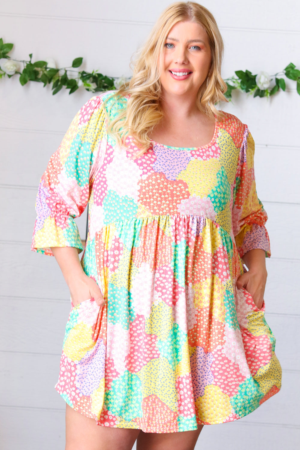 Multicolor Floral Patchwork Fit and Flare Dress | Nikki &amp; Co. Boutique