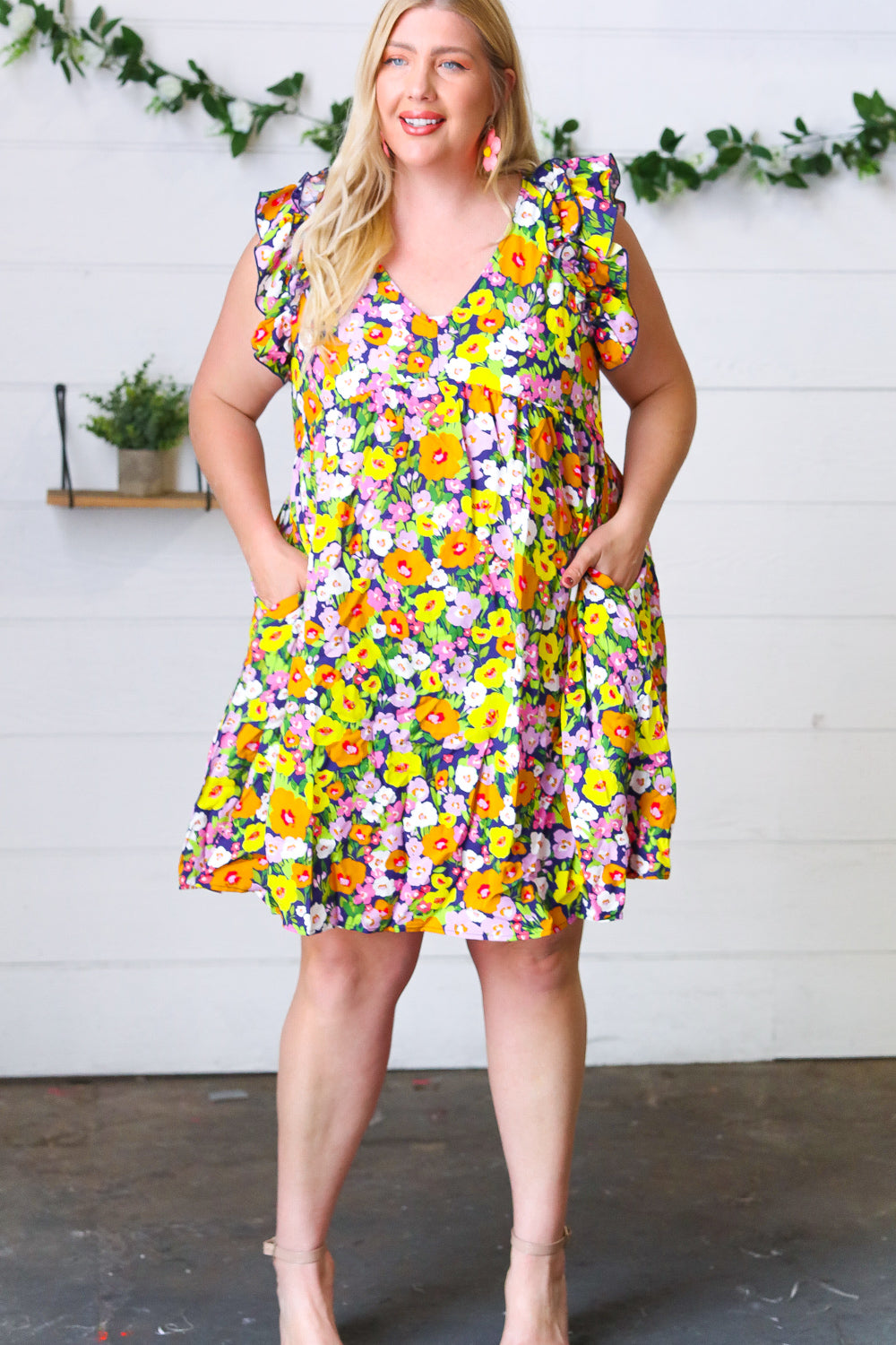 Indigo &amp; Lemon Floral Babydoll Ruffle Dress | Nikki &amp; Co. Boutique