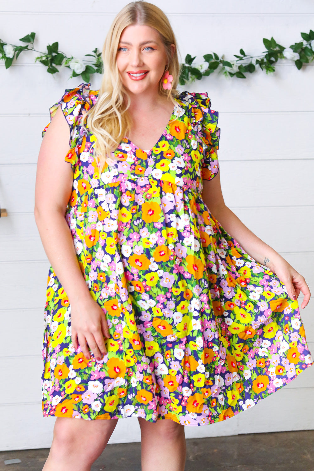 Indigo &amp; Lemon Floral Babydoll Ruffle Dress | Nikki &amp; Co. Boutique