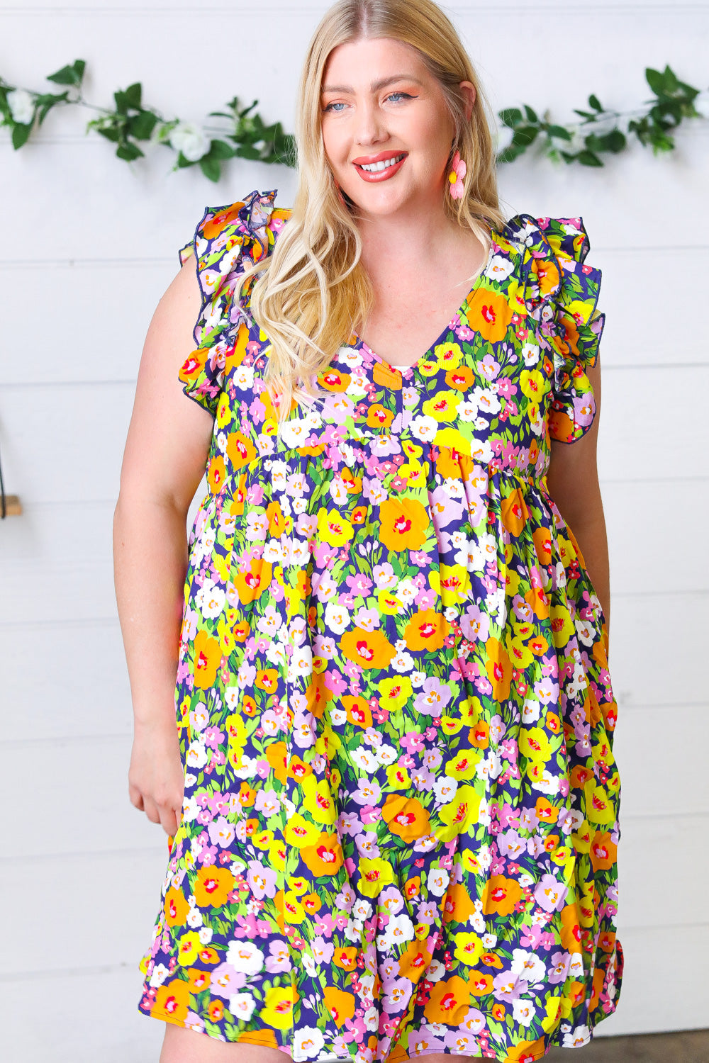 Indigo &amp; Lemon Floral Babydoll Ruffle Dress | Nikki &amp; Co. Boutique