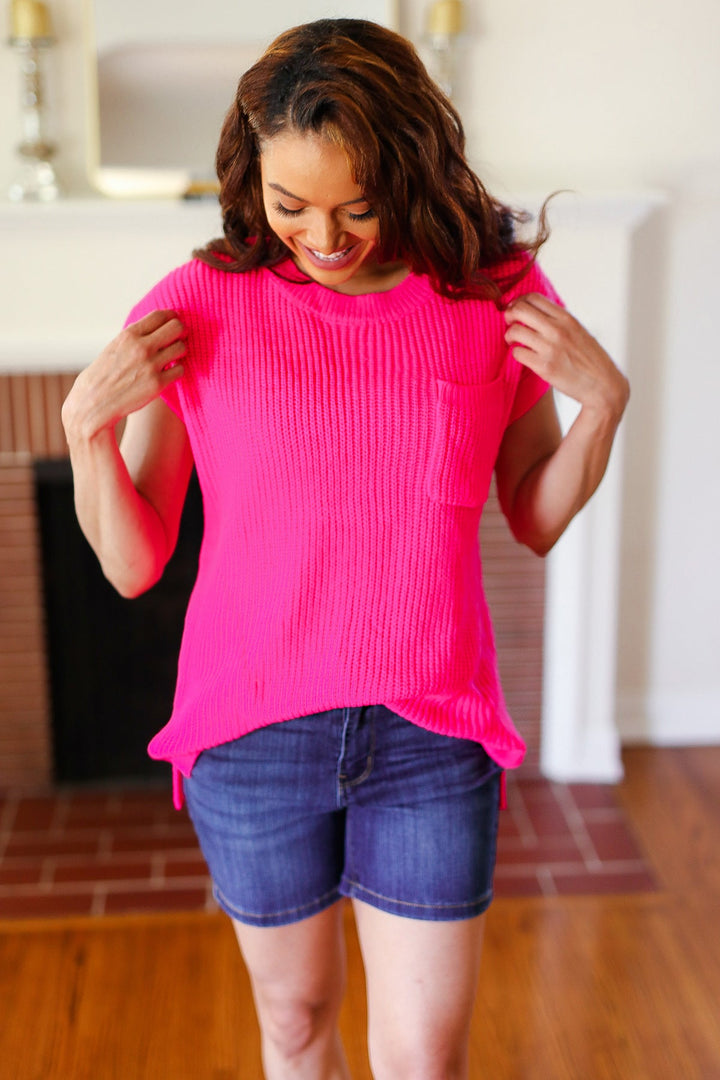 Best In Bold Hot Pink Dolman Ribbed Knit Sweater Top | Nikki &amp; Co. Boutique