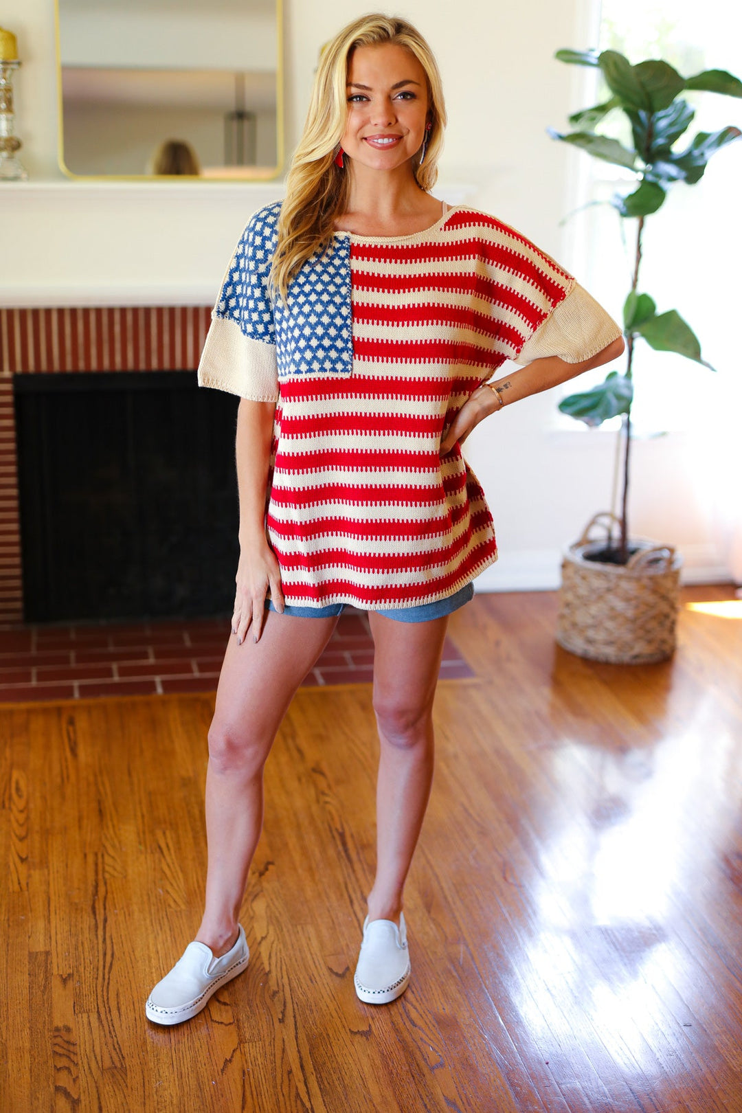 American Flag Jacquard Knit Sweater Top | Nikki &amp; Co. Boutique