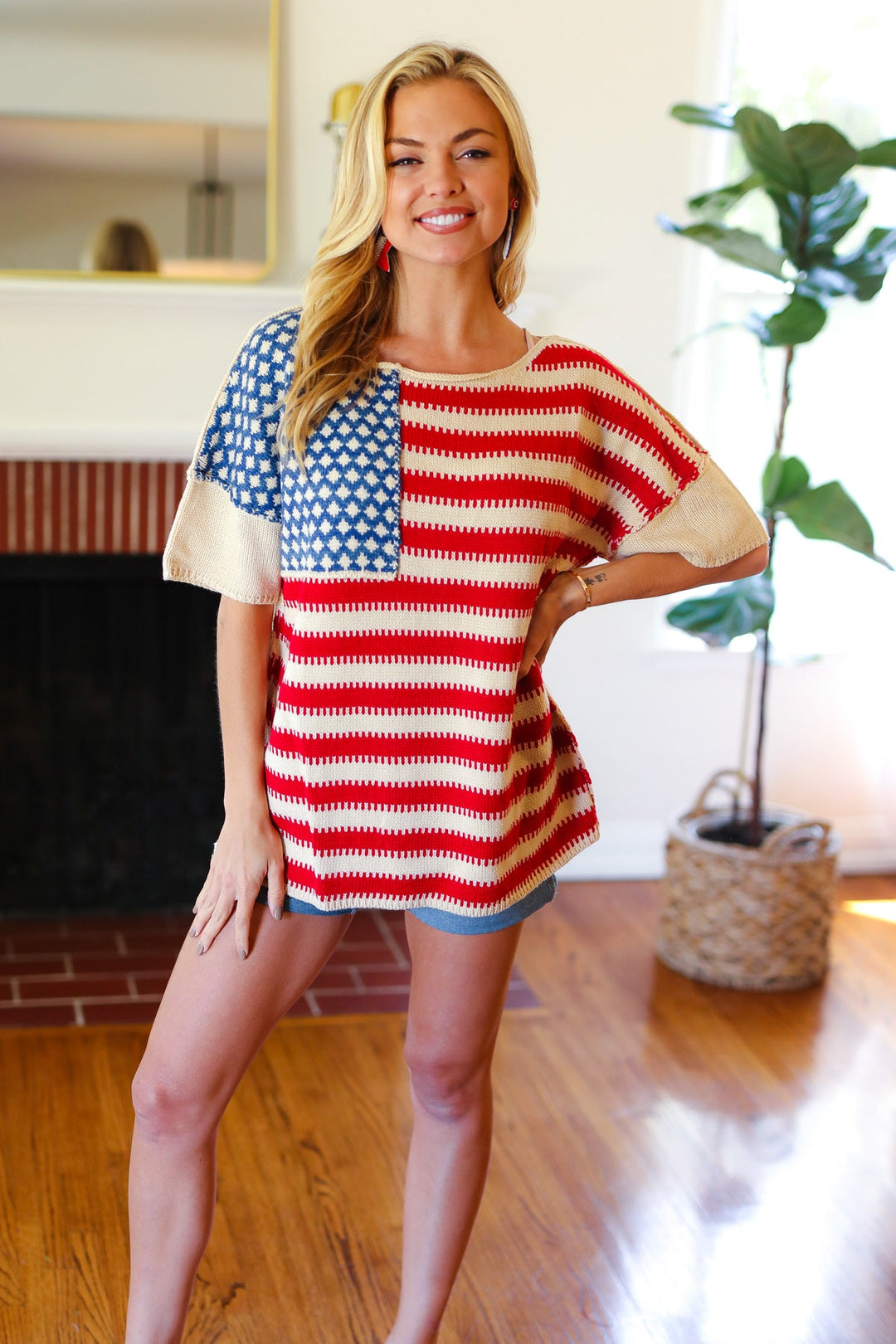 American Flag Jacquard Knit Sweater Top | Nikki &amp; Co. Boutique
