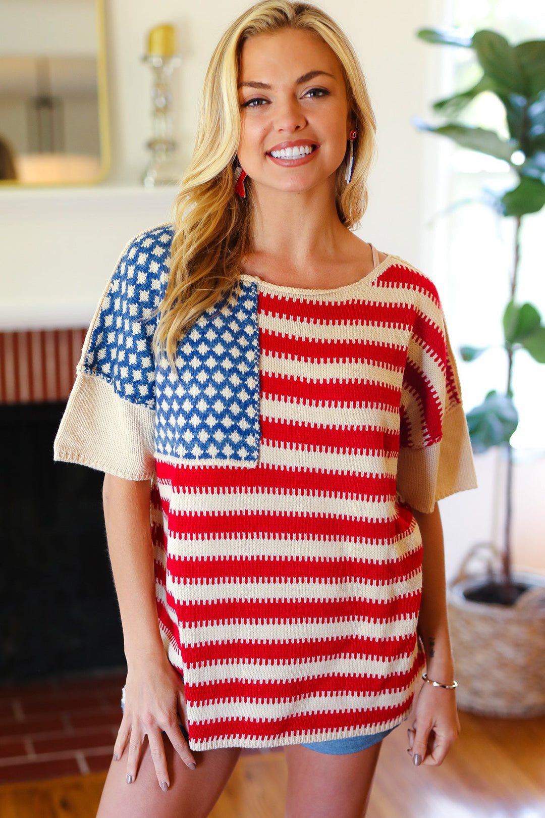 American Flag Jacquard Knit Sweater Top | Nikki &amp; Co. Boutique