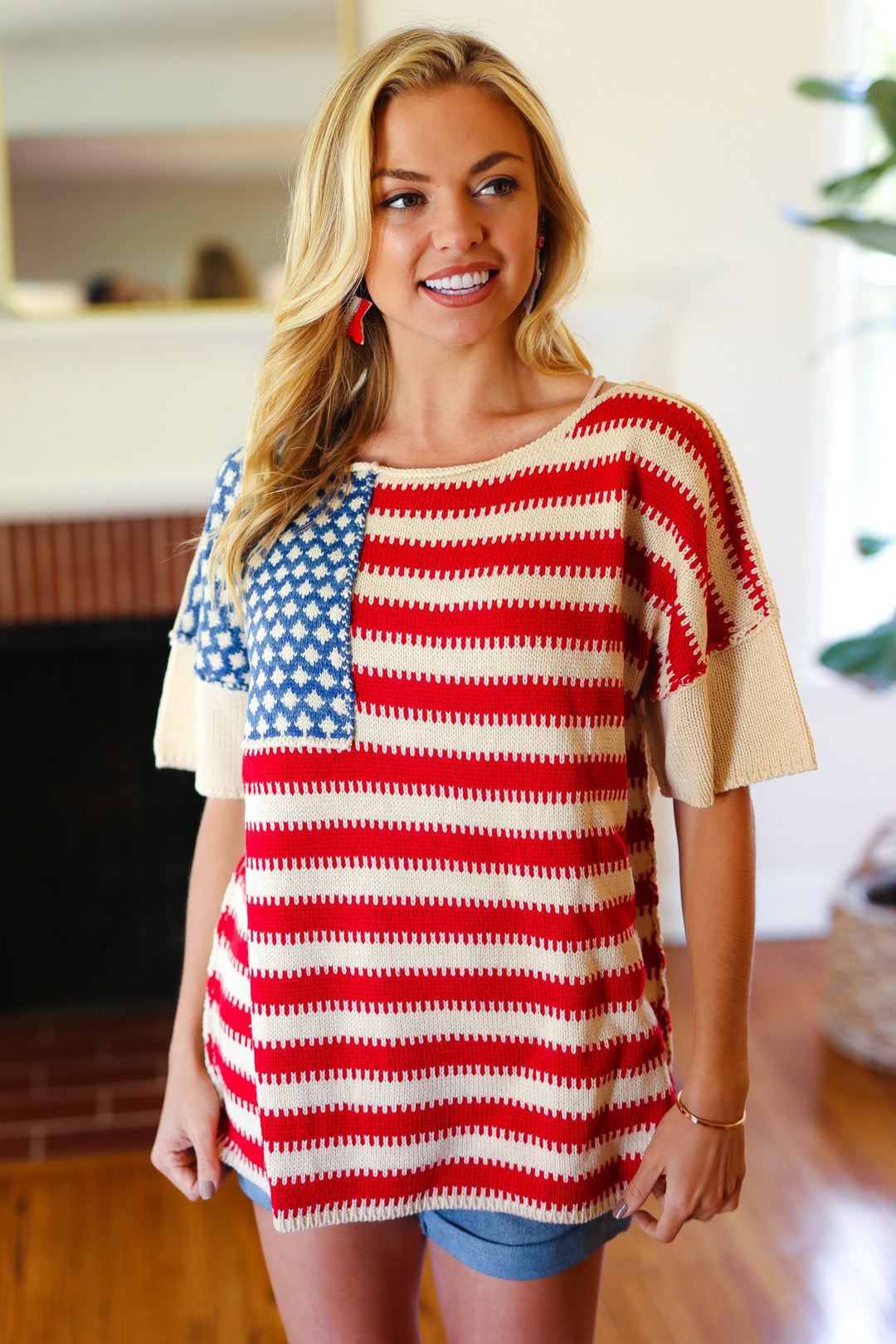 American Flag Jacquard Knit Sweater Top | Nikki &amp; Co. Boutique