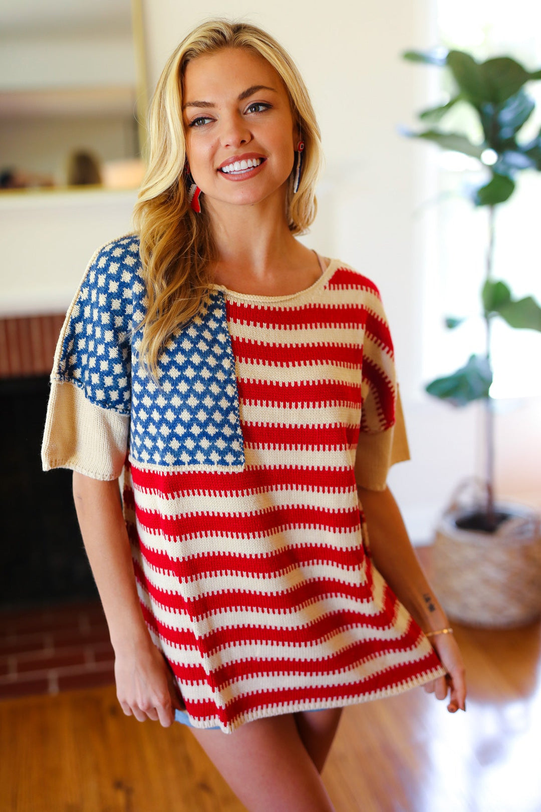 American Flag Jacquard Knit Sweater Top | Nikki &amp; Co. Boutique
