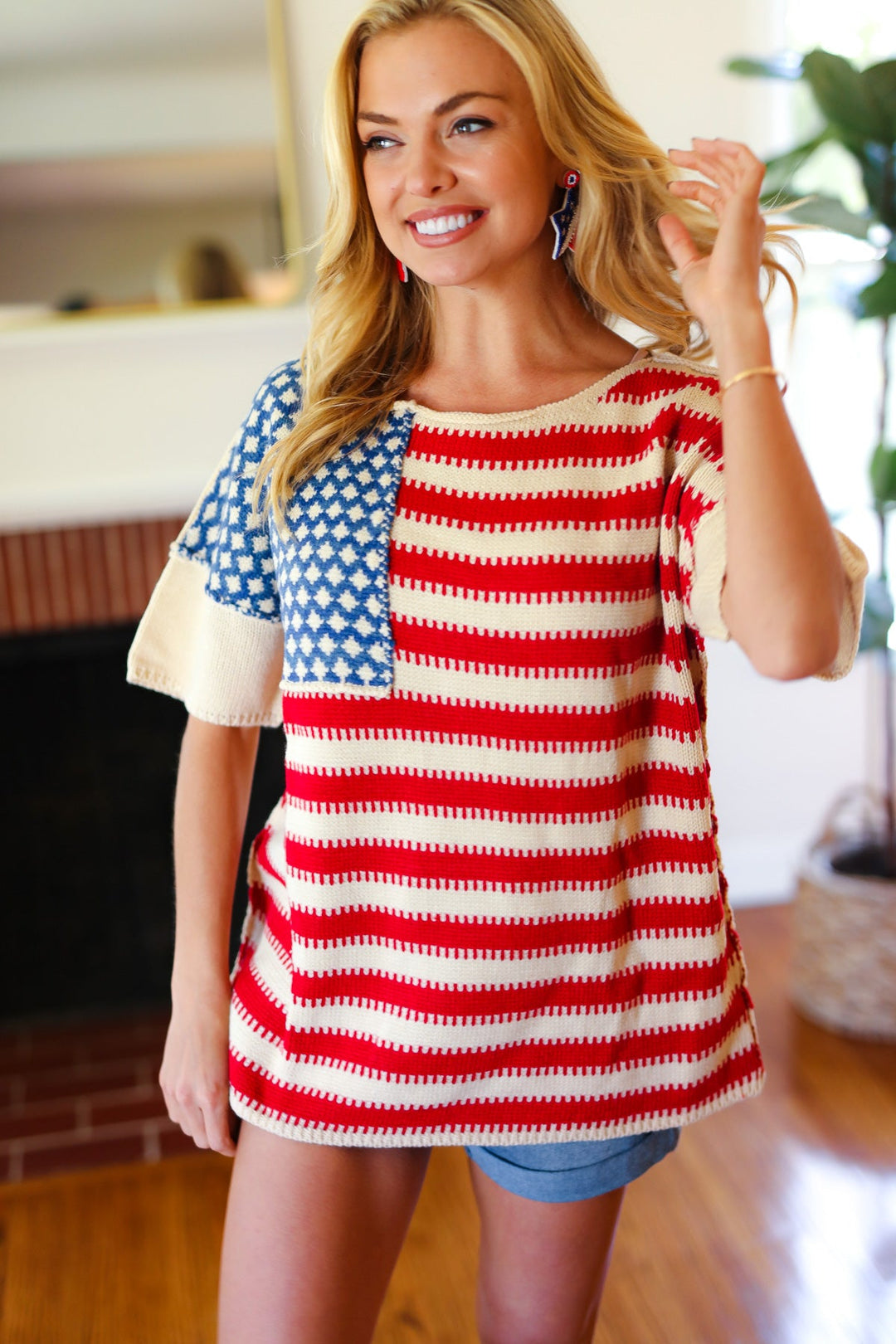 American Flag Jacquard Knit Sweater Top | Nikki &amp; Co. Boutique