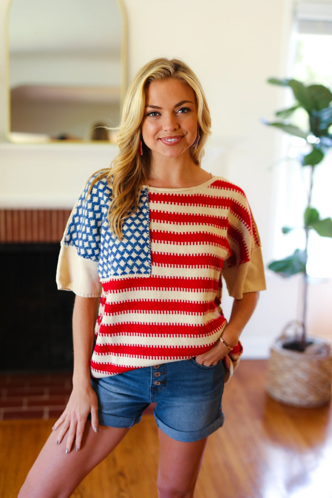 American Flag Jacquard Knit Sweater Top | Nikki &amp; Co. Boutique