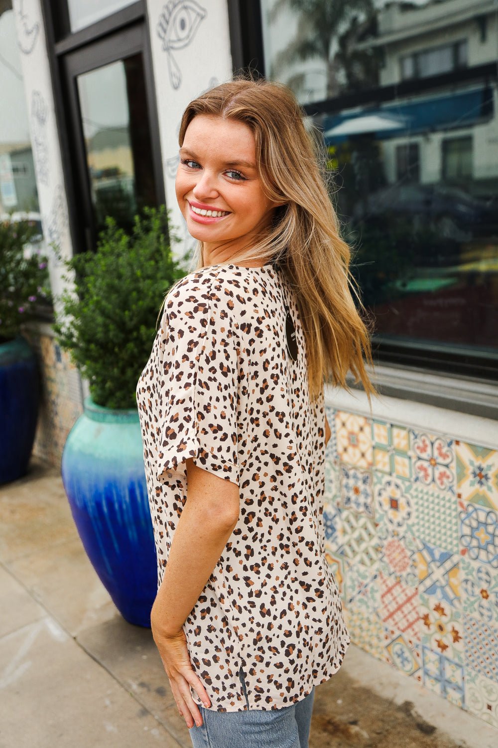 Feeling Bold Ivory Animal Print Dolman Collar Button Down Top - Nikki &amp; Co. Boutique