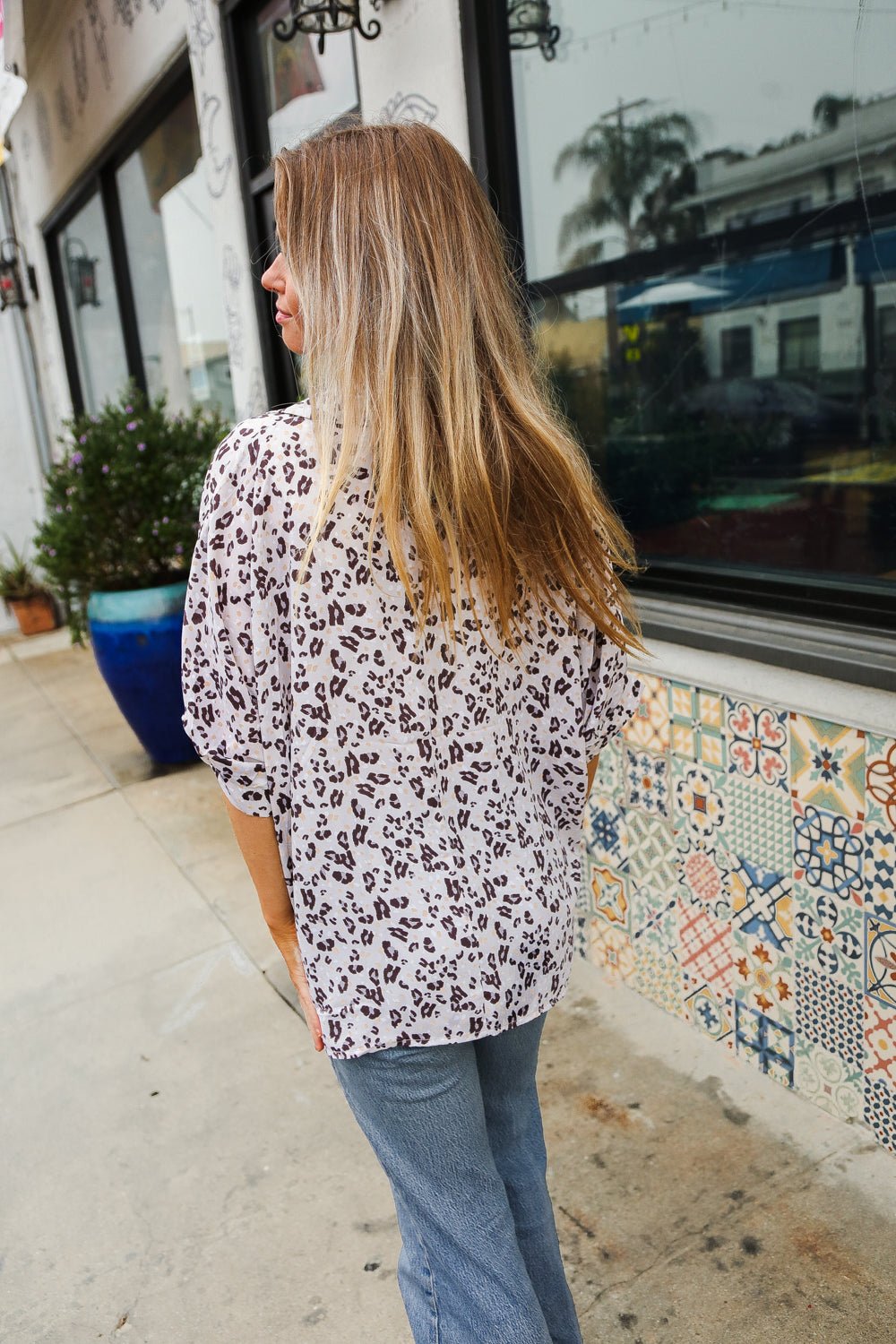 Feeling Bold Ivory Animal Print Dolman Collar Button Down Top - Nikki &amp; Co. Boutique