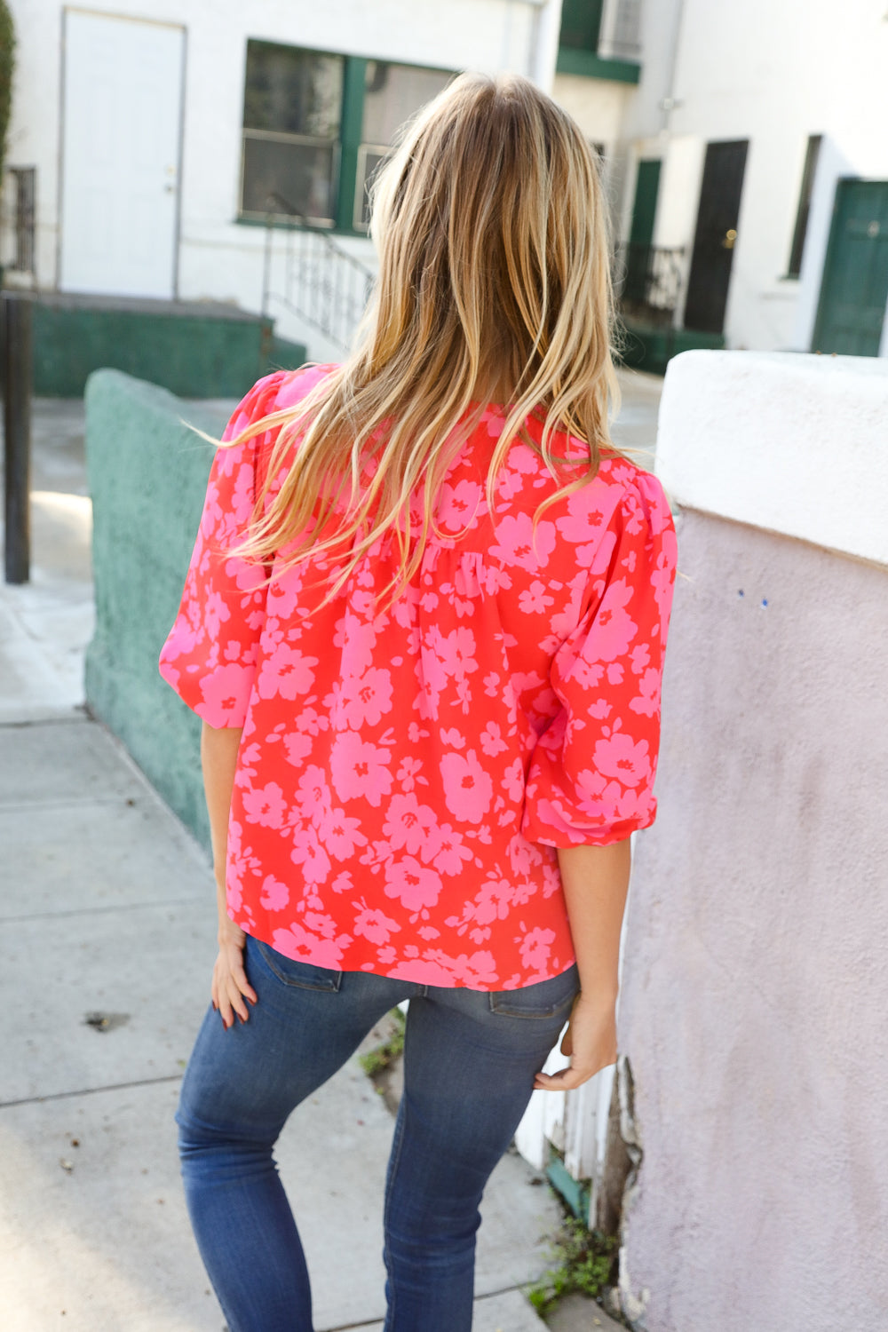New Day Red Ribbon Bow Detail Floral Woven Blouse | Nikki &amp; Co. Boutique