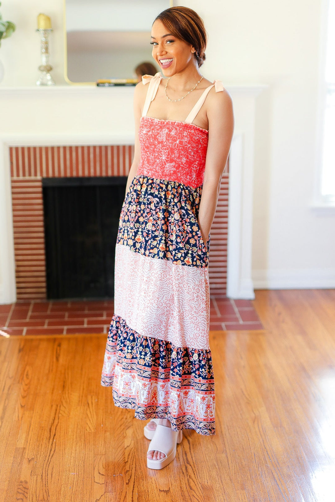 Vacay Vibes Orange Floral Smocked Tube Top Tiered Maxi Dress | Nikki &amp; Co. Boutique