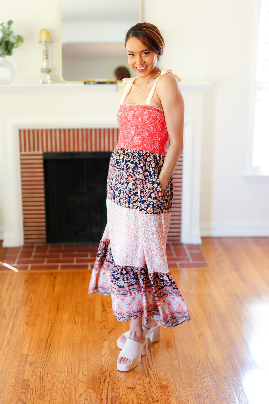 Vacay Vibes Orange Floral Smocked Tube Top Tiered Maxi Dress | Nikki &amp; Co. Boutique