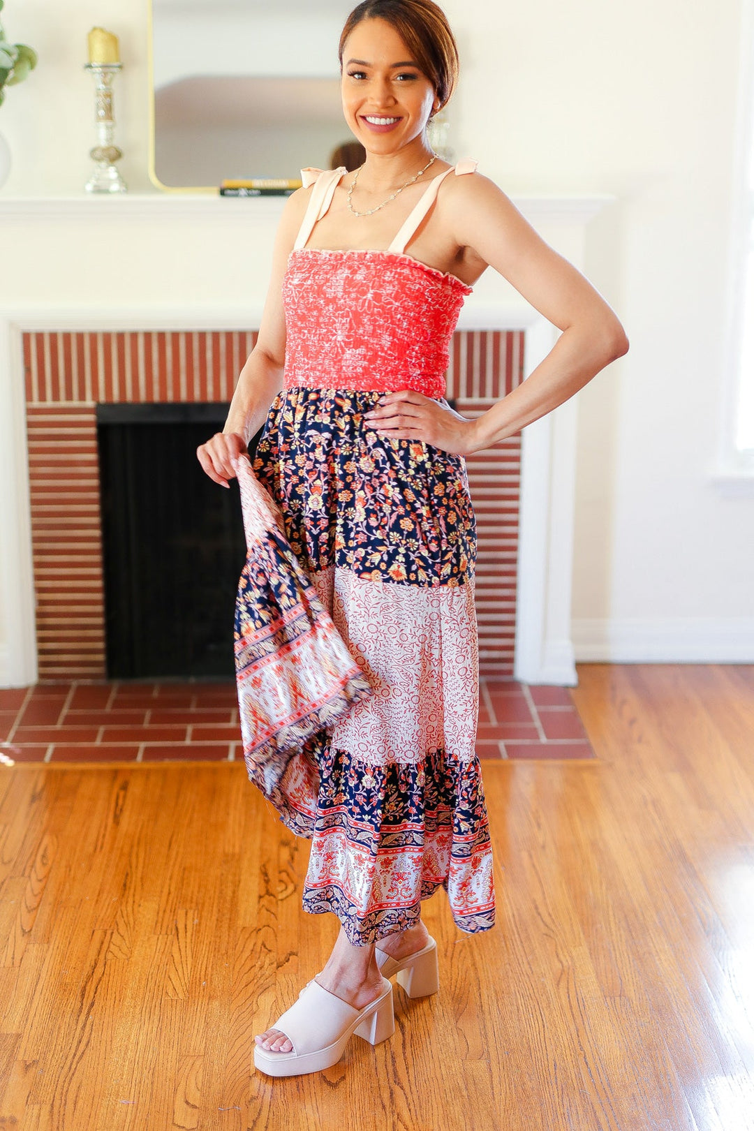 Vacay Vibes Orange Floral Smocked Tube Top Tiered Maxi Dress | Nikki &amp; Co. Boutique