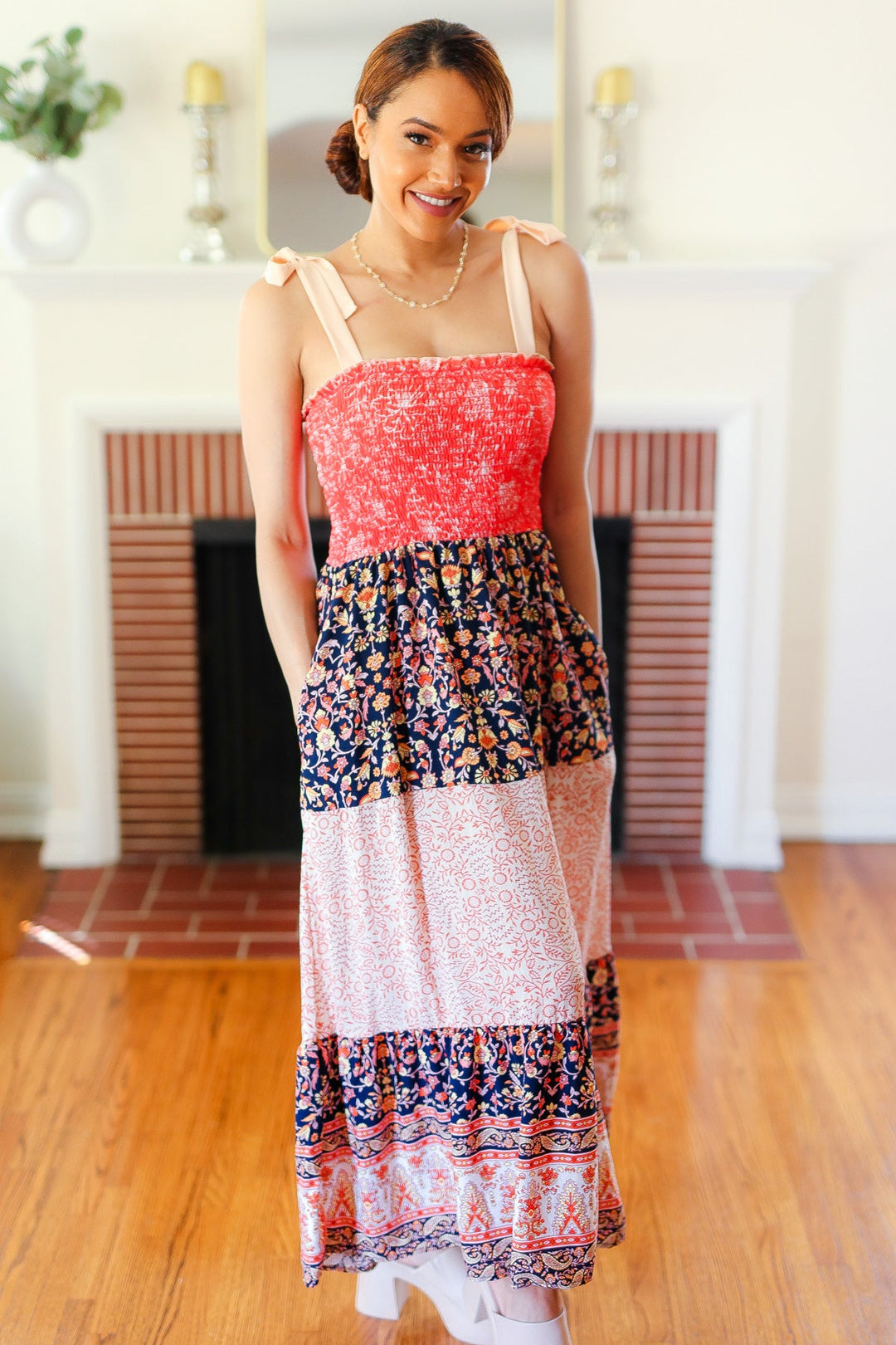 Vacay Vibes Orange Floral Smocked Tube Top Tiered Maxi Dress | Nikki &amp; Co. Boutique