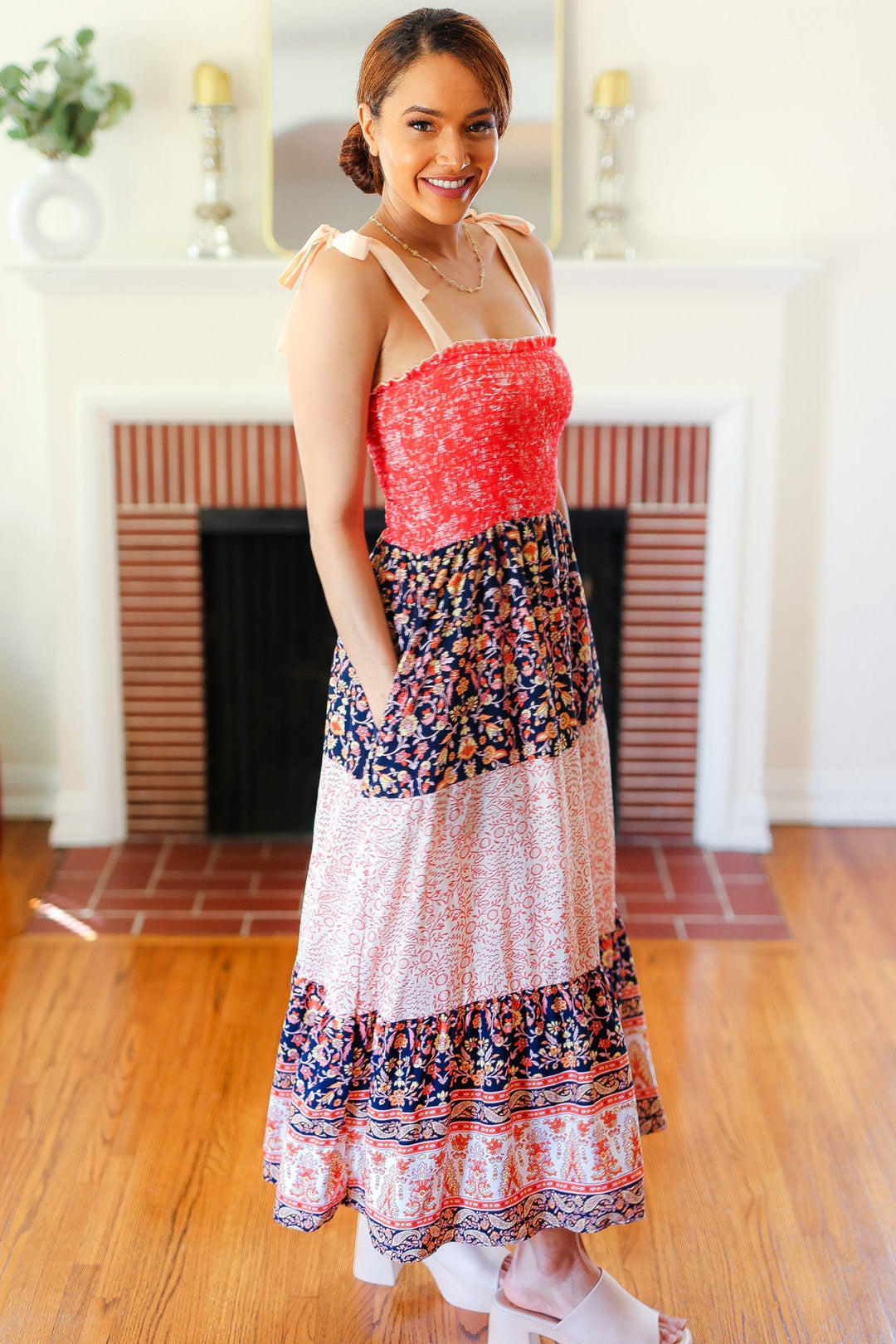 Vacay Vibes Orange Floral Smocked Tube Top Tiered Maxi Dress | Nikki &amp; Co. Boutique