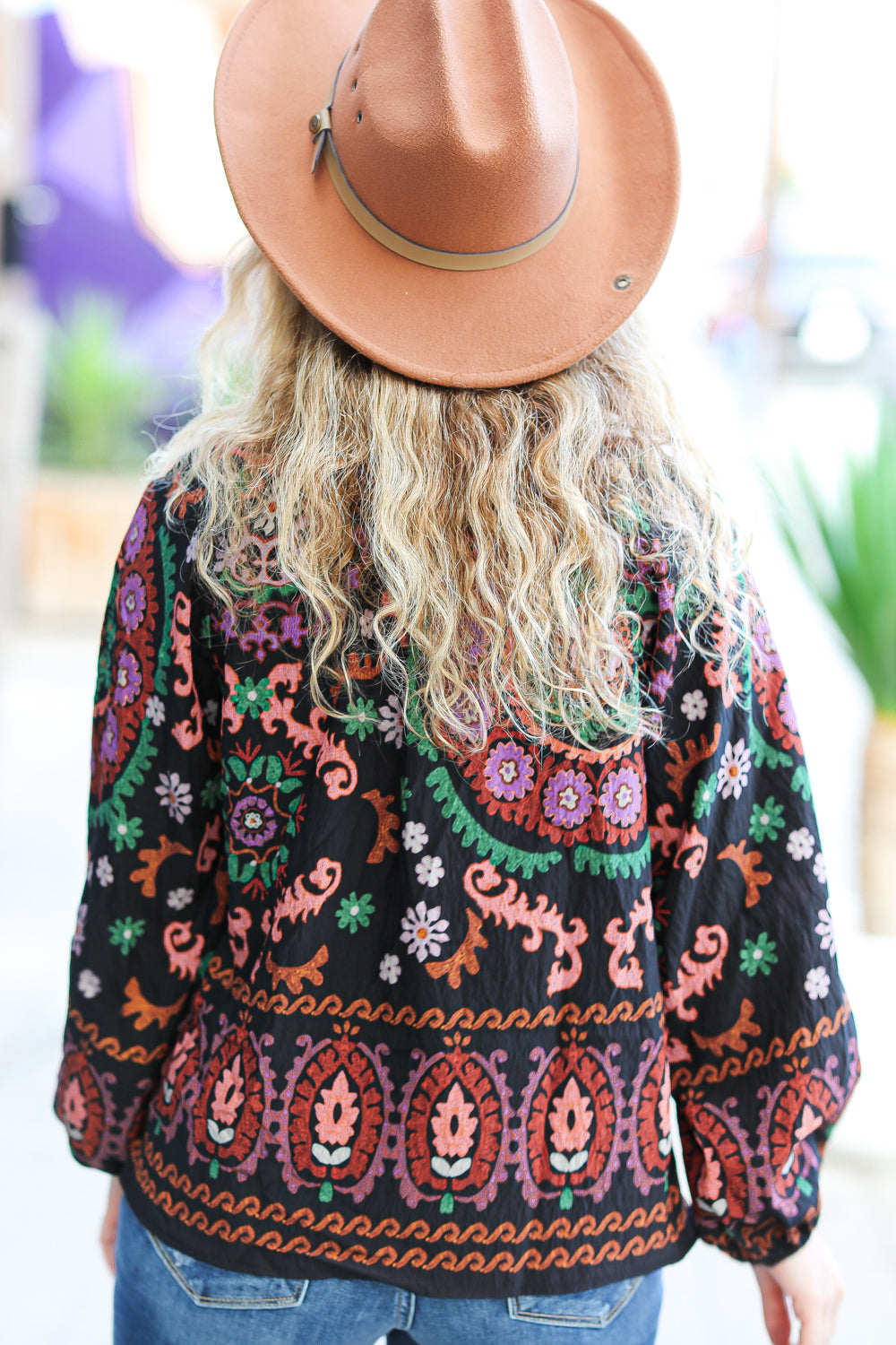 Take The Leap Black &amp; Mauve Border Print Boho Tie Tops | Nikki &amp; Co. Boutique