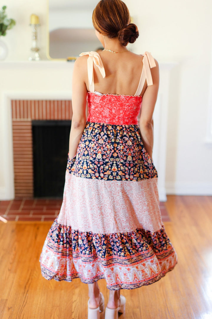 Vacay Vibes Orange Floral Smocked Tube Top Tiered Maxi Dress | Nikki &amp; Co. Boutique
