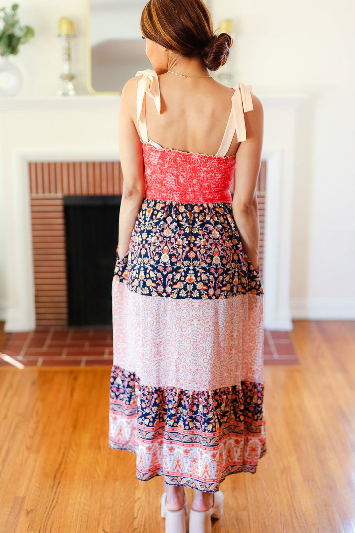 Vacay Vibes Orange Floral Smocked Tube Top Tiered Maxi Dress | Nikki &amp; Co. Boutique