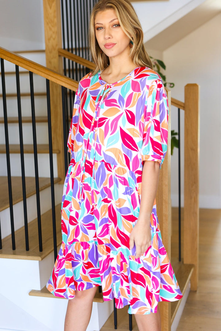 Feel Your Best Multicolor Floral Tiered Front Tie Pocketed Dress | Nikki &amp; Co. Boutique