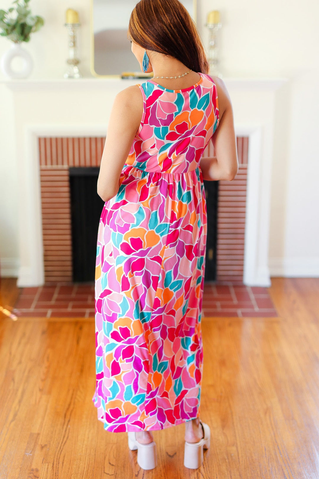 Hello Beautiful Fuchsia Abstract Floral Fit &amp; Flare Maxi Dress | Nikki &amp; Co. Boutique