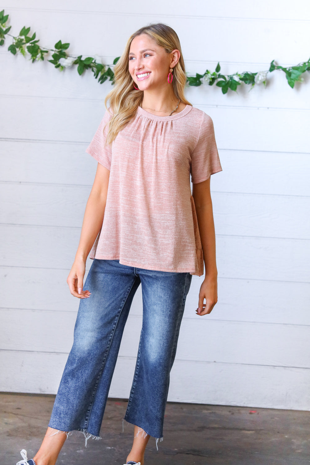 Mauve Tie Back Crinkle Floral Tops | Nikki &amp; Co. Boutique