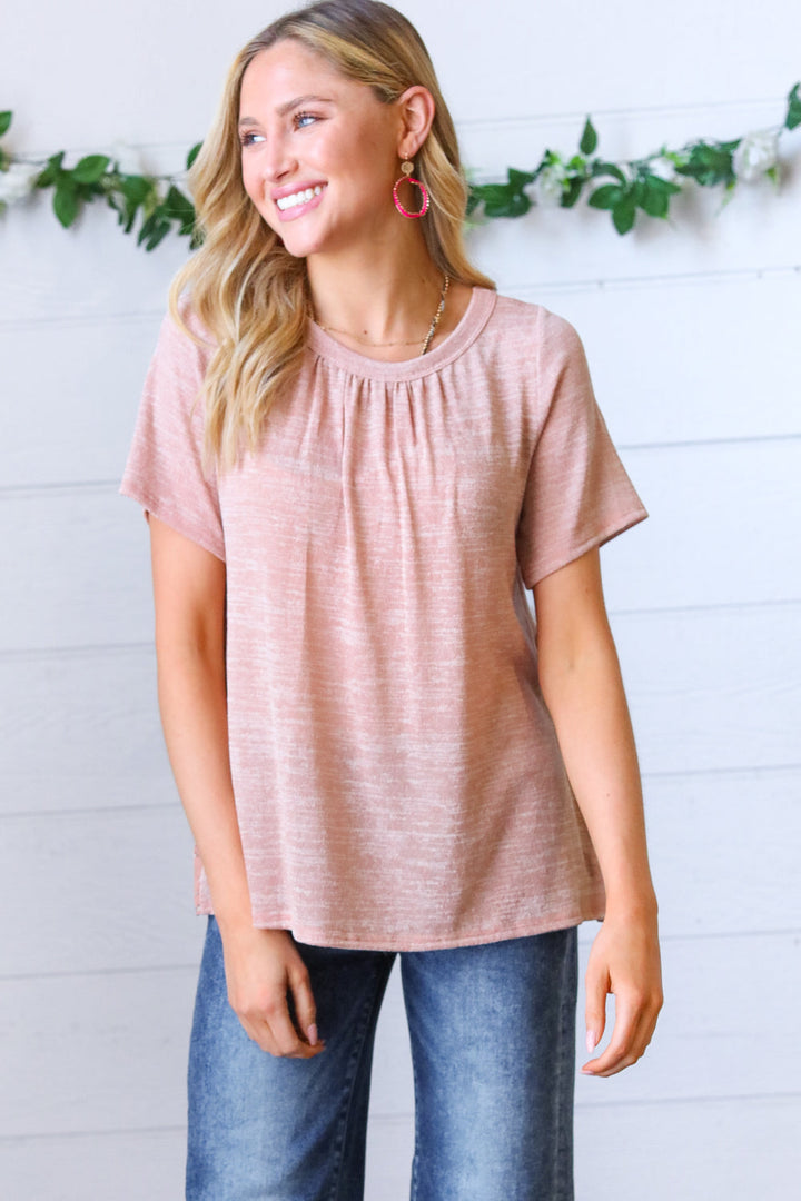 Mauve Tie Back Crinkle Floral Tops | Nikki &amp; Co. Boutique