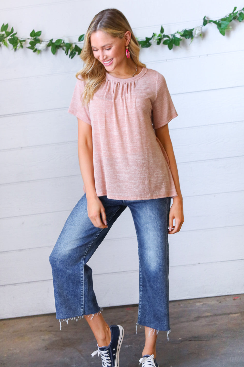 Mauve Tie Back Crinkle Floral Tops | Nikki &amp; Co. Boutique