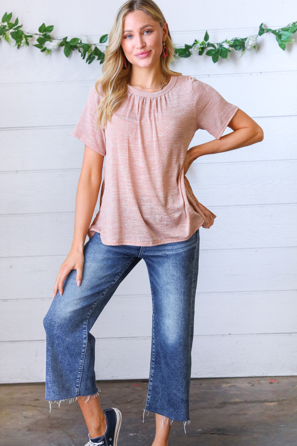 Mauve Tie Back Crinkle Floral Tops | Nikki &amp; Co. Boutique